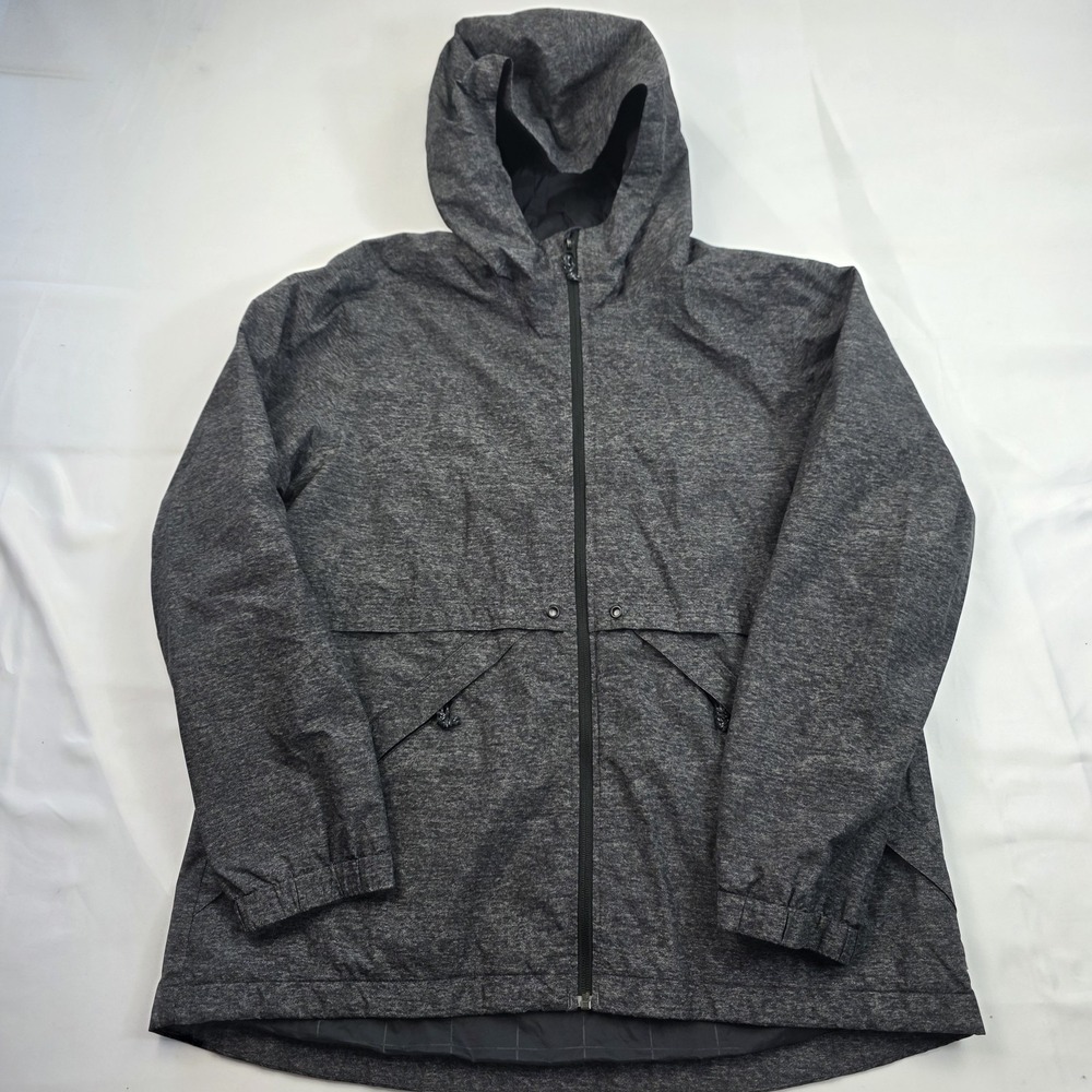 Burton Living Lining Jacket Womens XL Gray Hooded Zip Ski Snowboard Windbreaker